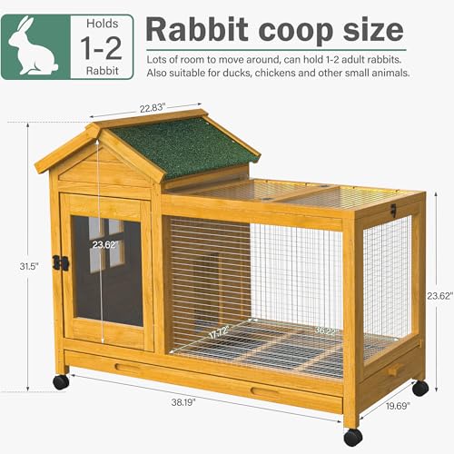 Outdoor Wooden Rabbit Cage (Yellow)
