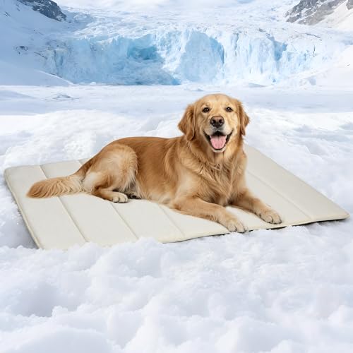 Dog Cooling Mat for Large Dogs (Dark Beige / 41"L x 27"W x 0.8"H)