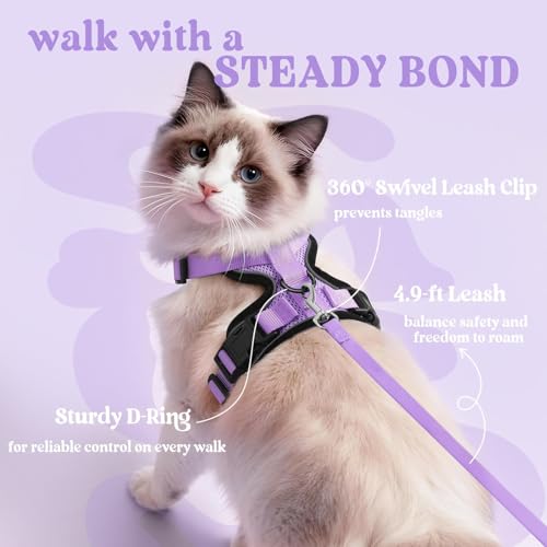 Cat Harness and Leash Set (S / Light Purple)