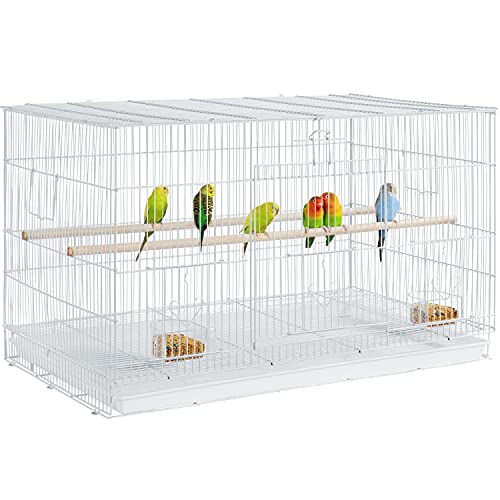30‘’ Flight Bird Cage Stackable Design for Small and Medium Birds with Slide Out Tray and Bottom Grate Budgies Cockatiels Lovebirds Canaries Parakeet Cage (White)