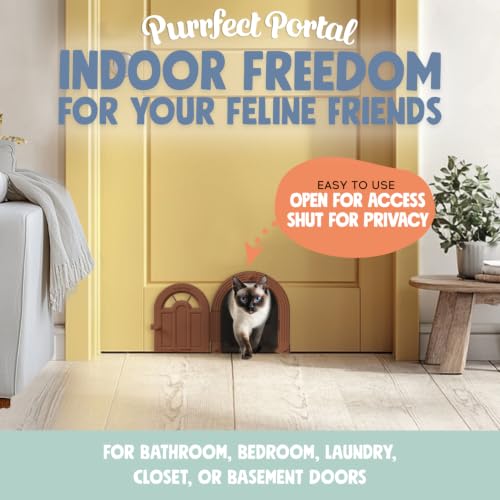 Meow Manor® Cat Door Interior Door (Peanut Brown)