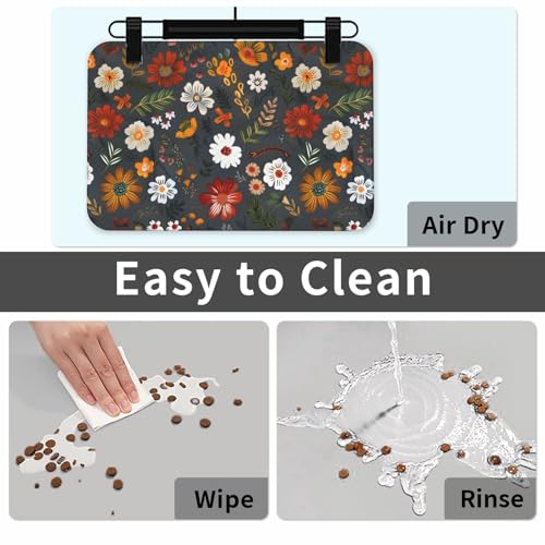 Flower Berries Dog Food Mat Waterproof Pet Cat Placemat (Flower Berries / 30x45cm)