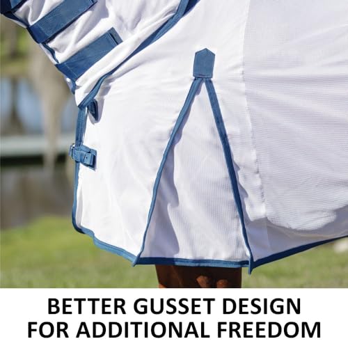 Soft Interlock Mesh II Horse Fly Sheets (Horse Size 78 / Horse Attached Neck Euro Bellyband / White)