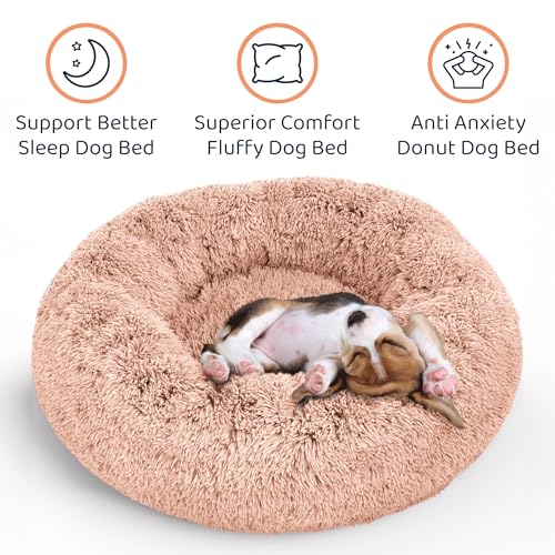Calming Donut Dog Bed for Small Dogs (Pink / X-Large (45"L x 45"W x 10"Th))