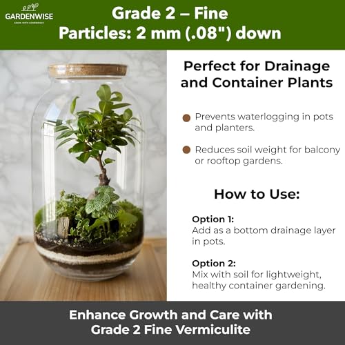 Organic Fine Vermiculite for Indoor Gardening Plants and Mushrooms (Vermiculite Grade 2 - Fine / 3 qt)