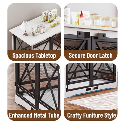 48IN Dog Crate Furniture (White / 36.0"L x 27.5"W x 47.2"H)