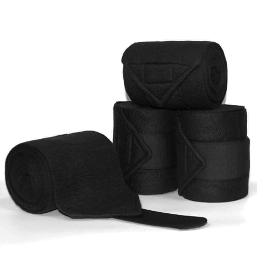 Horse Polo Leg Wraps Soft Fleece Wraps Equestrian Leg Bandage 4 (Black / Full(10ft))