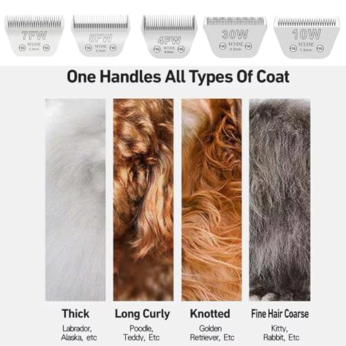 Wide Blade Dog Grooming Blades Compatible with Andis (3pcs/ #10w+30w+5fw)