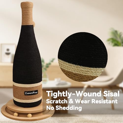 Natural Hemp Cat Scratcher & Post with Bonus 20x15 Pet Bed (Champagne Bottle)