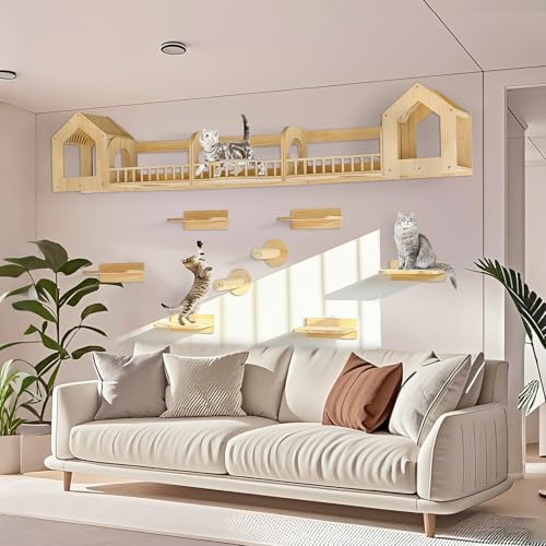 Cat Wall Shelves and Furniture Set with Condos (D)