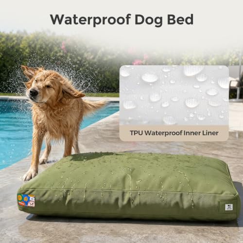 42 Inch Canvas Outdoor Dog Bed for Extra Large Dogs (Green / X-Large)