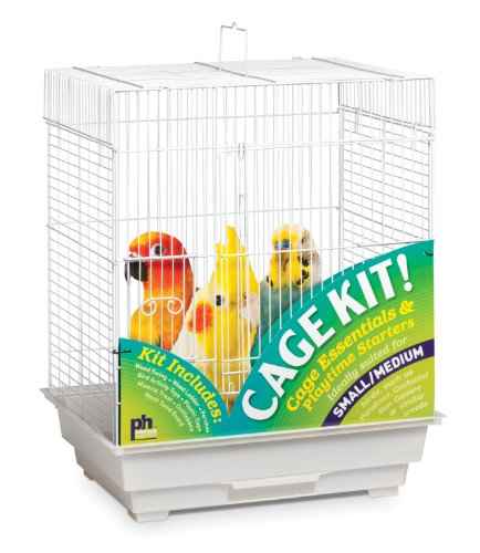 Square Roof Bird Cage Kit Ideal for Small Birds (White)