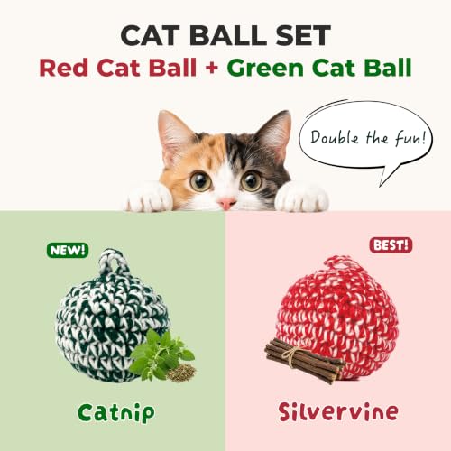 Red Cat Ball Red & Green Set (Red & Green W/O Bell Set / 2.7inch)