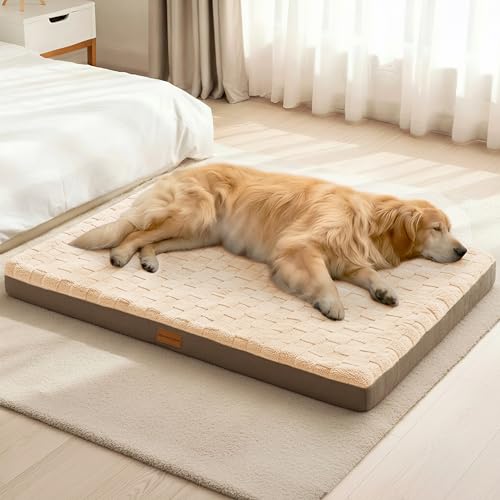Orthopedic Large Dog Bed Washable Pet Crate Mat 36''X24'' Camel (Camel / 36"L x 24"W x 3.5"Th)