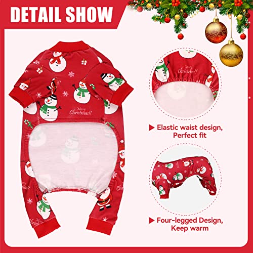 Dog Christmas Pajamas Snowman Pet Clothes Costumes Pjs Stretchy Funny Pet Costumes Outfit Dog Pajamas for Large Dogs (Large / Red Christmas)