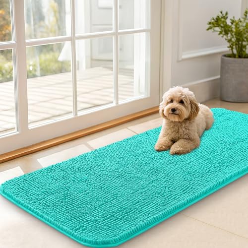 Dog Door Mat for Muddy Paws 47x20 (Teal / 47" X 20")