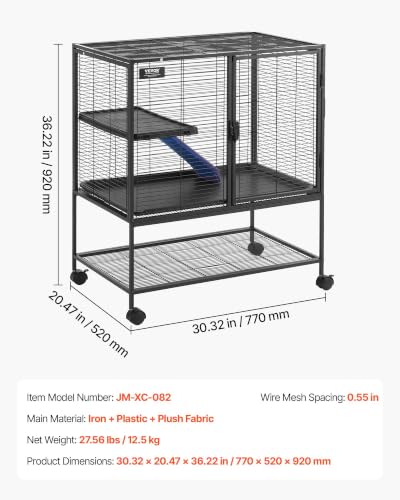 Metal Small Animal Cage 36.22"H 2 (30.3"L x 20.5"W x 36.2"H)