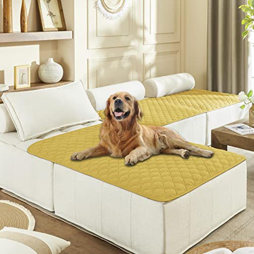 Waterproof Blanket for Dogs (40x50 Inch (Pack of 1) / Dark Yellow/Light Yellow)