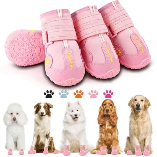 Dog Boots Dog Shoes for Large Dogs (Pink / Width 2.95 in)