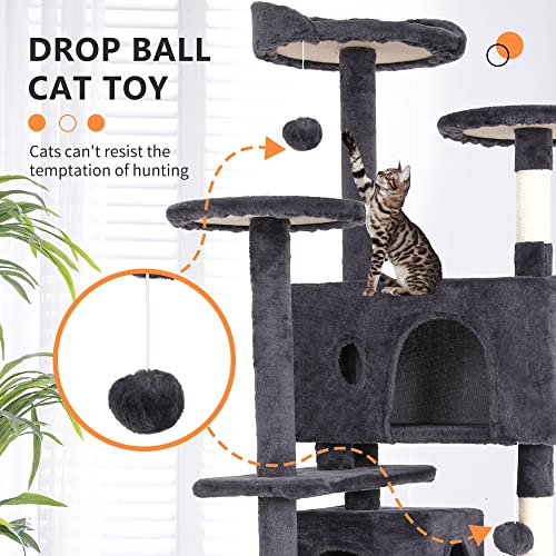 54" Cat Tree Tower (54in / Ashy)