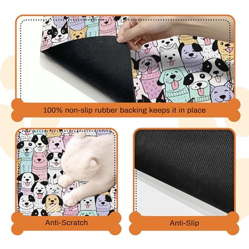 Pet Feeding Mat for Floors Waterproof Dog Mat for Food and Water Absorbent Quick Dry Non Slip mat for Cat Bowls (24"L x 16"W / ColorfulDog)