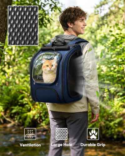 Cat Backpack Carrier (Blue / 12.6"L x 10.2"W x 16.5"H)