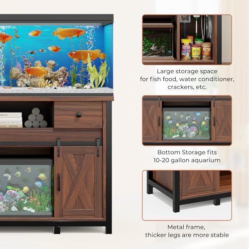 55 75 Gallon Fish Tank Stand with Power Outlet (Style2-Light Brown / 47 inch)