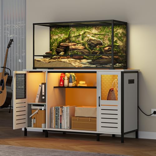 55 75 Gallon Fish Tank Stand with Power Outlets & LED Light