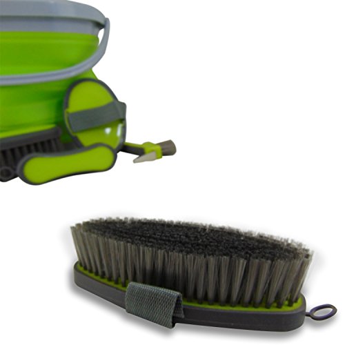 Collapsible Grooming Kit 10 Liter Bucket and 5 Grooming Tools (Lime Green)