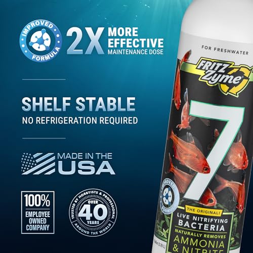 FritzZyme 7 Live Nitrifying Bacteria Naturally Removes Amonia & Nitrite for Freshwater Fish (16 oz)
