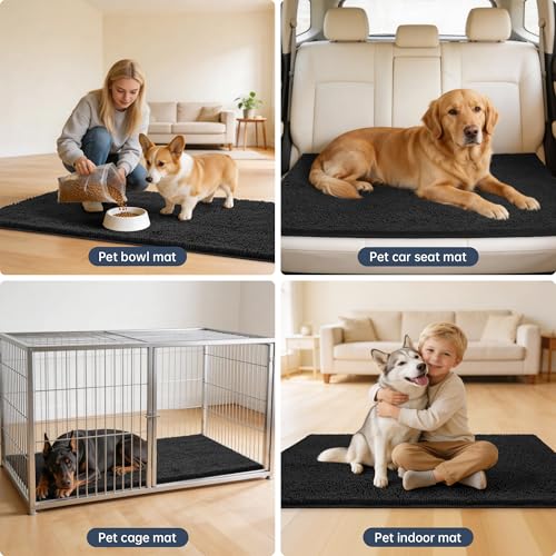 Dog Door Mat for Muddy Paws (72"x24" / Black)