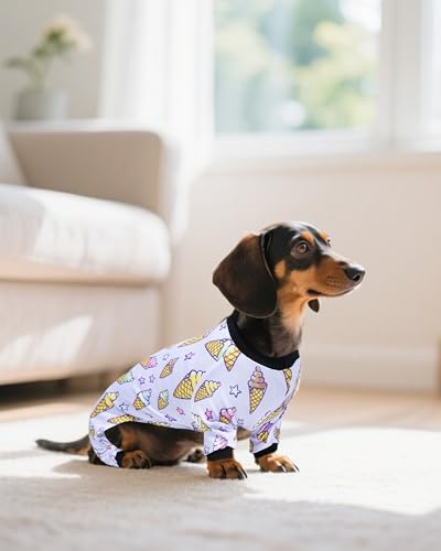 4 Pack Ice Cream Dog Pajamas for Extra Small Doggies (X-Small)