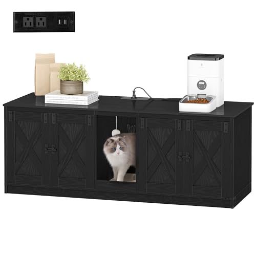 Cat Litter Box Enclosure for 2 Cats (Black)