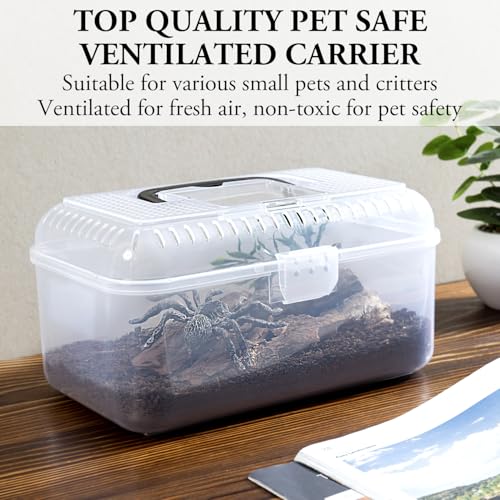 Reptile Carrier Critter Keeper Terrarium 9.5 x 6 Inch Clear Portable Tank with Black Carrying Handle