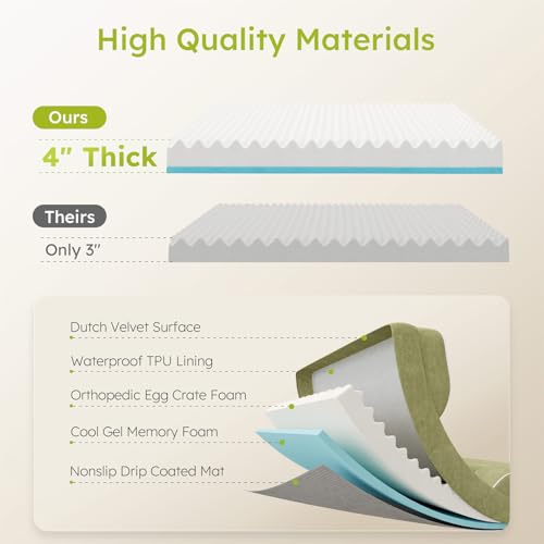 Jumbo Dog Bed for Extra Large Dogs (Dark Green / Jumbo(45"L x 35"W x 9.5"Th))