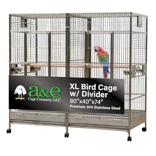A&E Cage Co 8040FL Stainless Steel Double Macaw Cage (Stainless Steel)