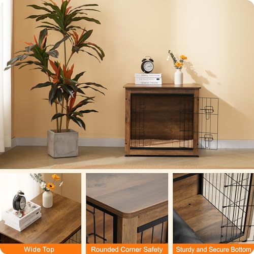 27" Dog Crate Furniture (Warm Brown / 27.2"L x 20.1"W x 23.6"H)