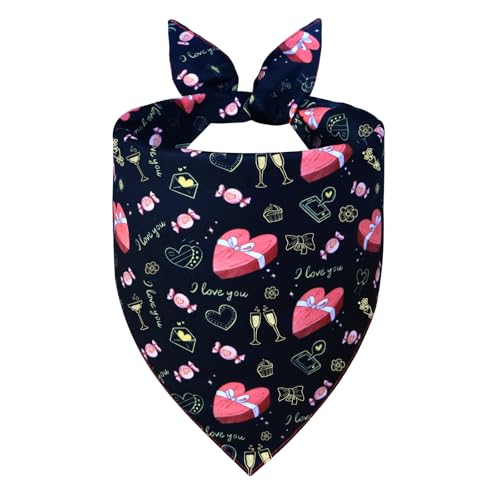 Valentine’s Day Dog Bandana for Large to X (Valentine’s Day - Black & Red / X-Large)