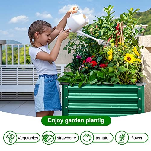 Galvanized Large Metal Raised Garden Bed with Legs for Vegetables (Green / 48×24×32in)