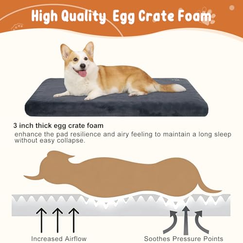 Dog Bed Mat Crate Pad Mattress (Grey / M(29"*18"*3"))