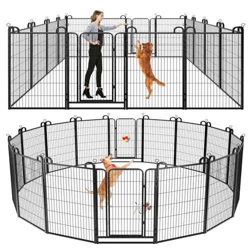 Dog Playpen Outdoor 16 Piece Panels Heavy Duty Dog Fence 47" (27"W x 47"H)