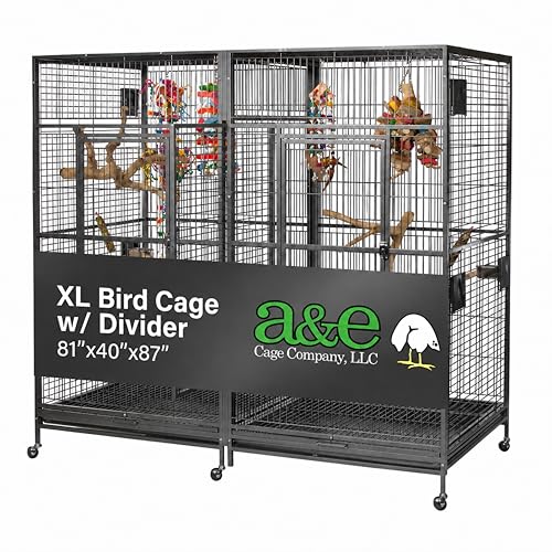 A&E Cage Co 8040FL Double Macaw Cage with Divider (Black)