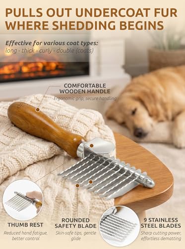 Dematting Comb for Dogs & Cats (Dematting Fur Rake Comb)