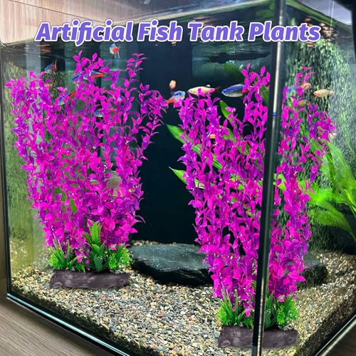 Aquarium Plastic Plants Aquarium Decor Artificial Fish Tank Plants (E*2 Pcs / 20.4 in)
