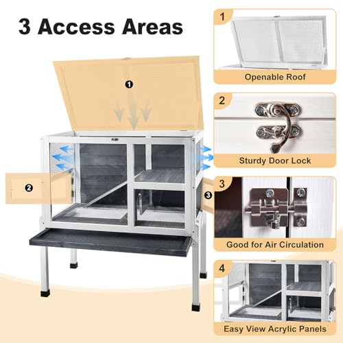 2 Story Guinea Pig Cage with Stand (Grey)