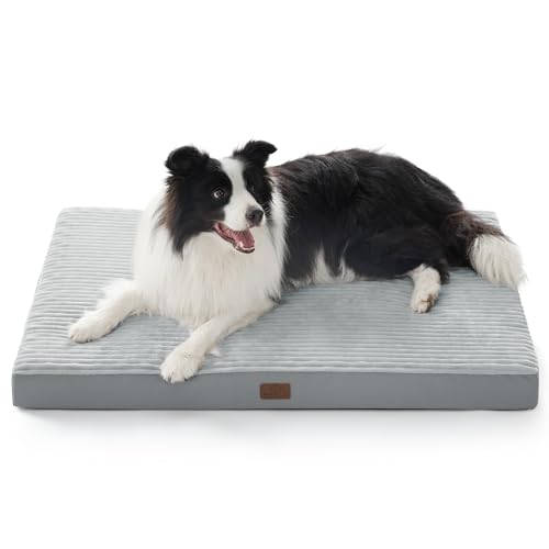 ComfyFleece XL Dog Bed for Crate with Washable Cover (41x27x3.3 / Pastel Grey)