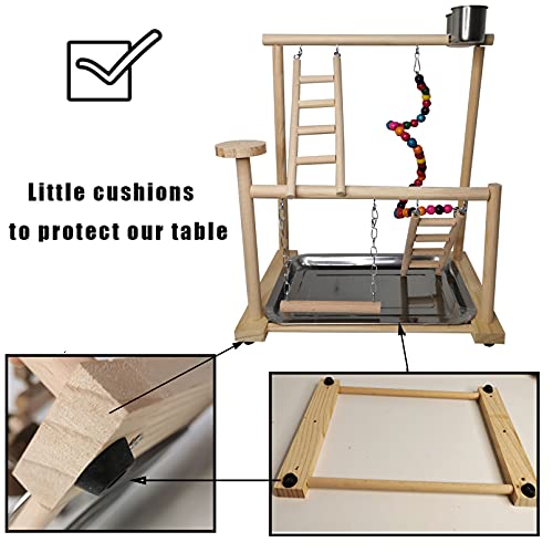 Small Bird Playground Parakeet Play Gym Wooden Parrot Perch Stand