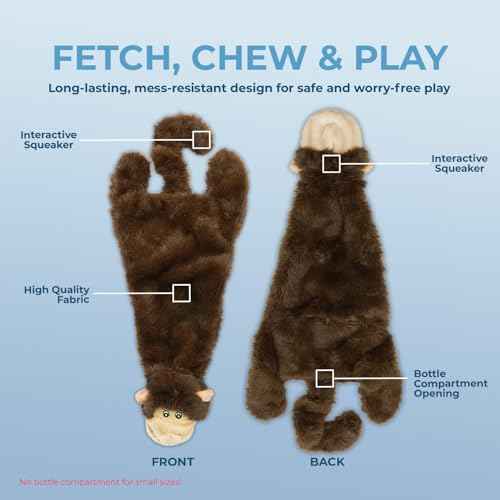 2-in-1 Stuffless Squeaky Dog Toy - Monkey, Large (Brown Monkey / Large)