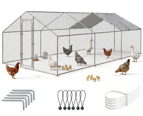20x10 FT Extra Large Metal Chicken Coop (236.16"L x 118.1"W x 76.8"H)