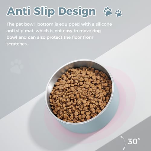 Dog Bowl Stainless Steel Food and Water Bowl (40 oz / Light Grey)